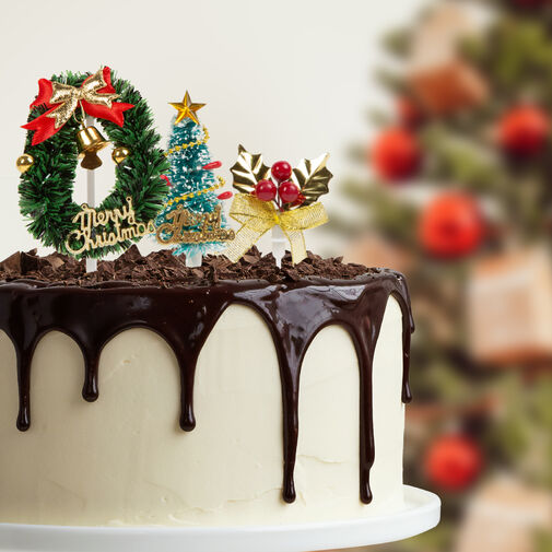 58718 • Vianočná 3D dekorácia na tortu - 10 cm - 2 druhy -  3 ks / balenie