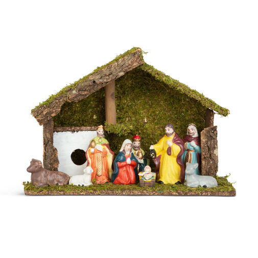 58719 • Vianočná dekorácia na stôl - Betlehem - keramika a drevo - 30 x 10 x 20 cm