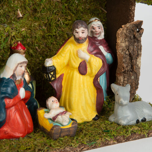 58719 • Vianočná dekorácia na stôl - Betlehem - keramika a drevo - 30 x 10 x 20 cm
