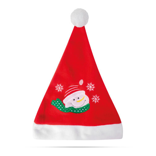 58720A • Vianočná mikulášska čiapka - Snehuliakový vzor - 27 x 39 cm
