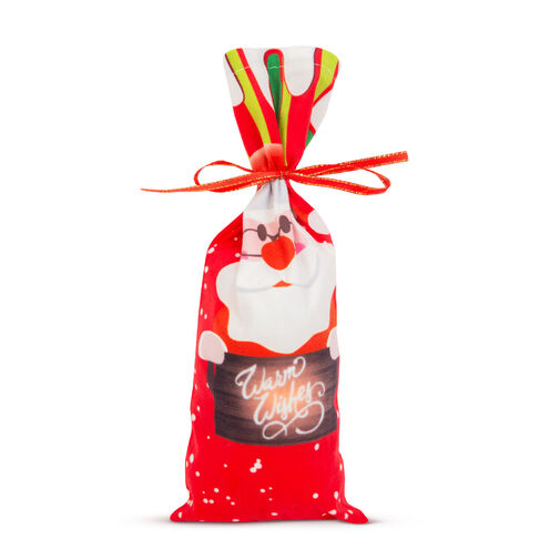 58727A • Vianočný držiak fliaš so stuhou - mikuláš - polyester - 32 x 12,5 cm