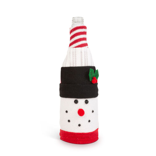 58728B • Vianočná dekorácia na fľaše - 3D snehuliak - polyester - 27 x 12 cm
