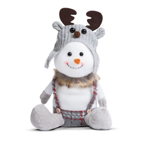 58729A • Vianočný snehuliak - s čiapkou so sobími ušami - 30 x 20 x 14 cm