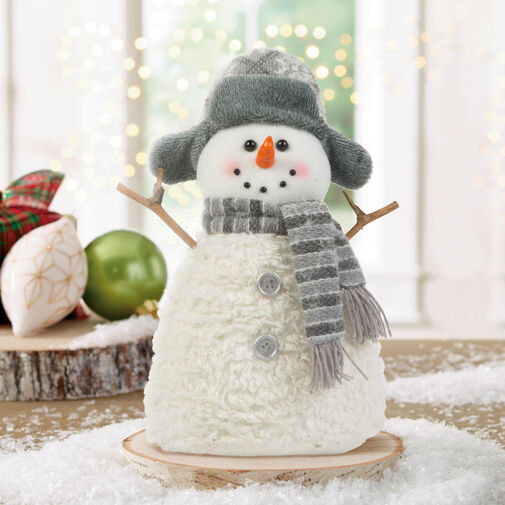 58730B • Vianočný snehuliak - z rukami z palíc a čiapkou - 35 x 22 cm