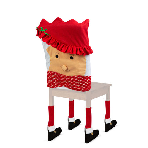58736B • Vianočná dekorácia na stoličku sada - manželka mikuláša - 50 x 55 cm - biela/červená