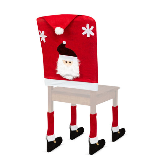 58737A • Vianočná dekorácia na stoličku sada - Mikuláš - 50 x 60 cm - červená/biela