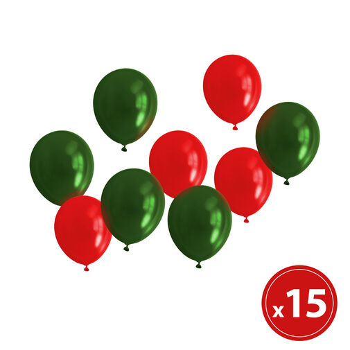 58751 • Sada balónov - červené-zelené, metalické - 15 ks / balenie