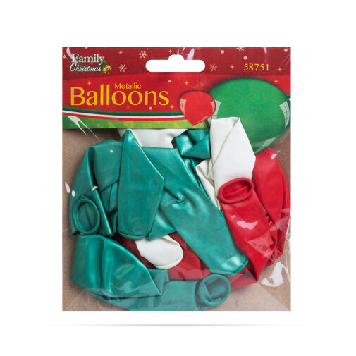 58751 • Sada balónov - červené-zelené, metalické - 15 ks / balenie