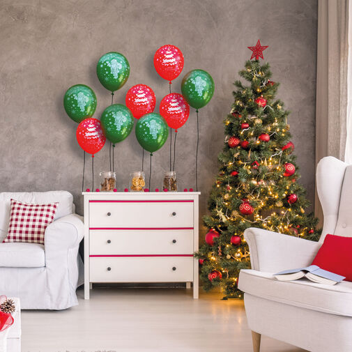 58752 • Sada balónov - červené-zelené, vianočný motív - 12 ks / balenie