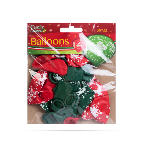 58752 • Sada balónov - červené-zelené, vianočný motív - 12 ks / balenie