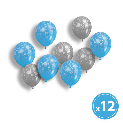 58753 • Sada balónov - modré-strieborné, vianočný motív - 12 ks / balenie