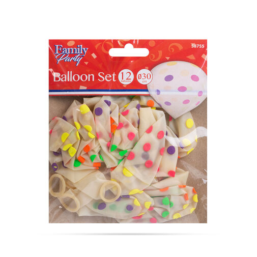 58755 • Sada balónov - farebné bodkované - 12 ks / balenie