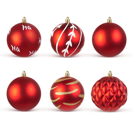 58763C • Sada ozdob na vianočný strom - gule - červené - 6 ks / balenie