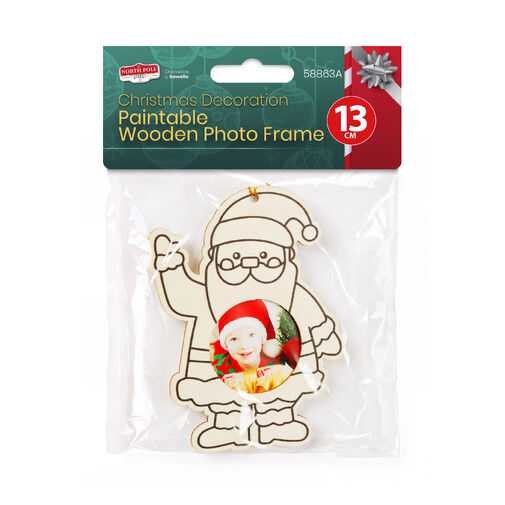58863A • Vianočná dekorácia - maľovateľný drevený fotorámik - Mikuláš - 13 cm - na zavesenie