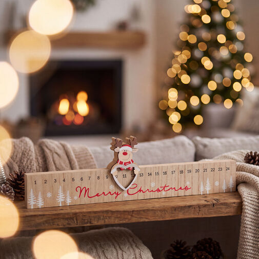 58880 • Adventný kalendár - „Merry Christmas“ sob - MDF - 40 x 11 cm