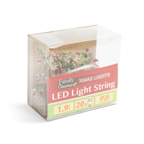 58927 • LED sveteľná reťaz - cukrík - 2,2 m - 20 LED - teplá biela - 2 x AA