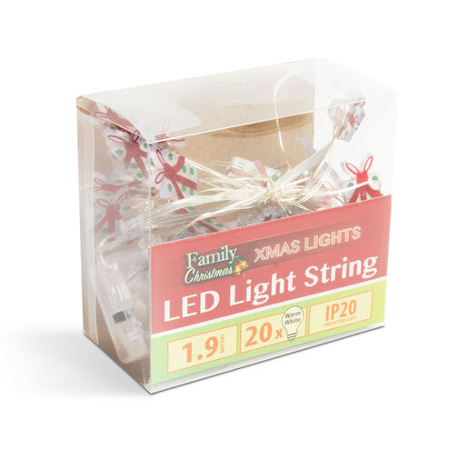 58928 • LED sveteľná reťaz - darček - 2,2 m - 20 LED - teplá biela - 2 x AA