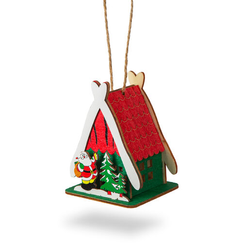 58940B • Vianočný LED dekoračný domček - teplá biela - drevo - 2 druhy - 6,9 x 8,9 x 6 cm - 12 ks / displej