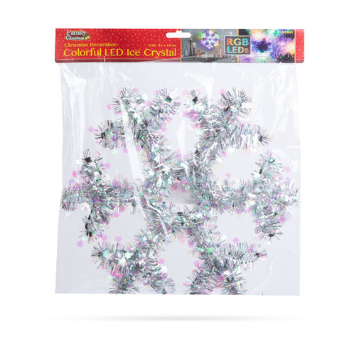 58941 • Vianočná dekorácia - snehová vločka irizujúca s farebnou LED - 32 cm - na batérie