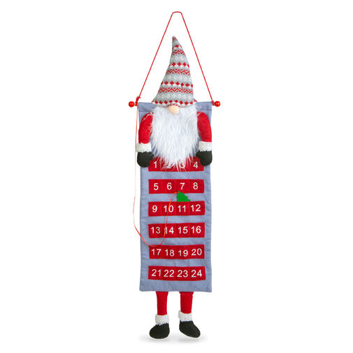 58964 • Nástenný adventný kalendár - 3D škandinávsky trpaslík - textil - 100 x 28 cm 