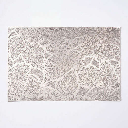 59051B • Prestieranie – vzor listov – PVC – 45 × 30 cm – strieborné
