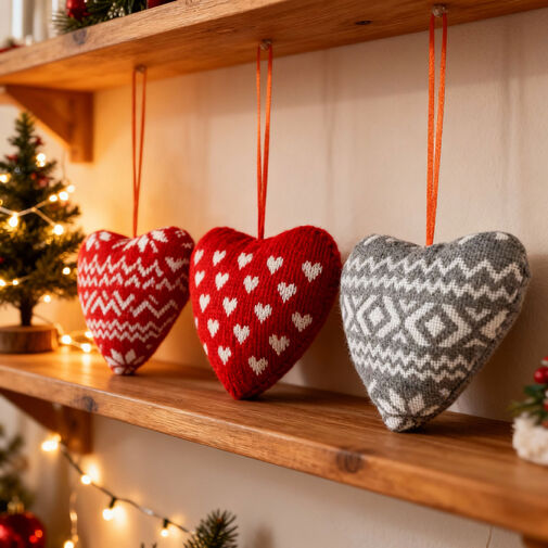 59508 • Mini textilná dekoračná poduška – srdce – s pútkom na zavesenie – 12 x 5 x 11 cm – 5 druhov