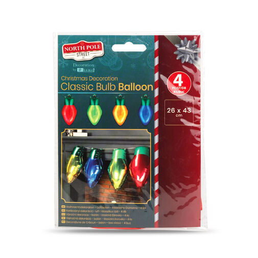 59715 • Vianočná dekorácia – balón – klasická žiarovka – 26 x 43 cm – 4 ks / balenie