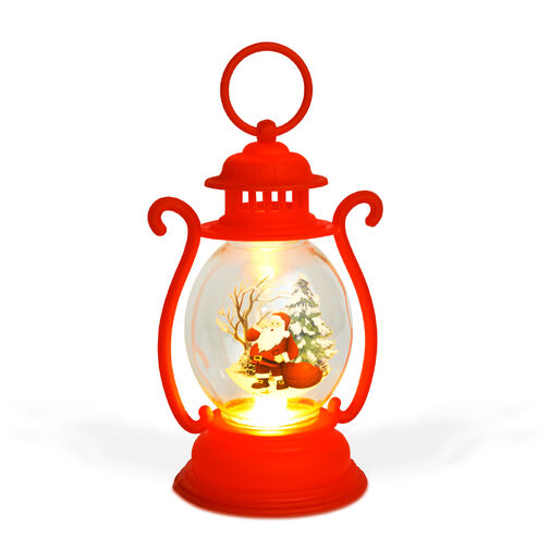 59719A • Vianočná dekorácia – lampáš – Santa – červený – 16,5 x 7 cm – 3 x LR44