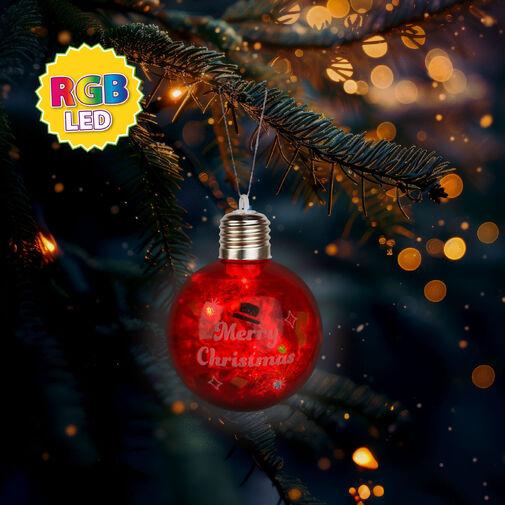 59747A • Vianočná LED guľa - RGB LED - priehľadná - plast - 8 cm - 3 x LR44