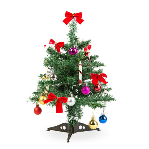 59748 • Umelý vianočný stromček set - 40 cm umelý stromček + 20 ks ozdôb - zelený - plast