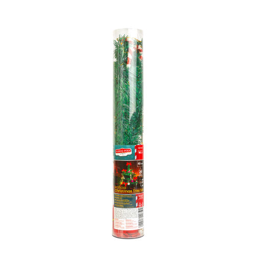 59748 • Umelý vianočný stromček set - 40 cm umelý stromček + 20 ks ozdôb - zelený - plast