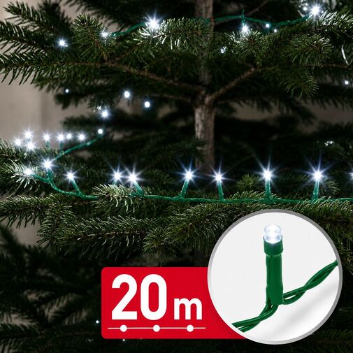 59768C • Svetelná reťaz – 20 m – studená biela – 400 LED – 100–240 V – 6 W – zelený kábel