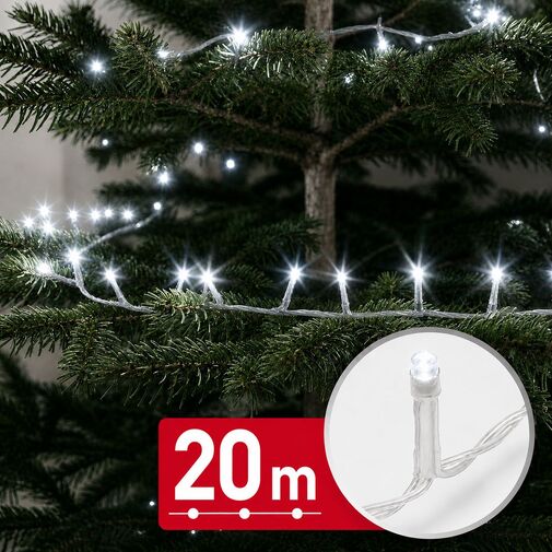 59768CT • Svetelná reťaz – 20 m – studená biela – 400 LED – 220–240 V – 6 W – priehľadný kábel