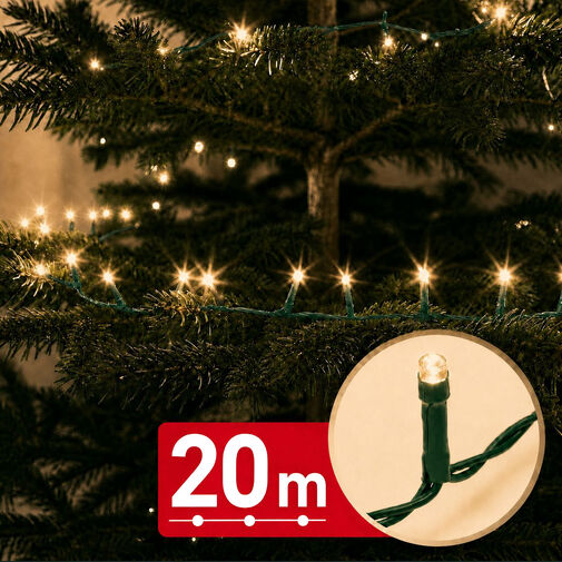 59768W • Svetelná reťaz – 20 m – teplá biela – 400 LED – 100–240 V – 6 W – zelený kábel