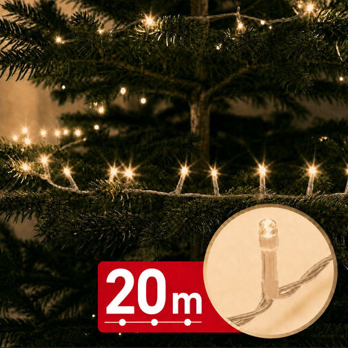 59768WT • Svetelná reťaz – 20 m – teplá biela – 400 LED – 220–240 V – 6 W – priehľadný kábel