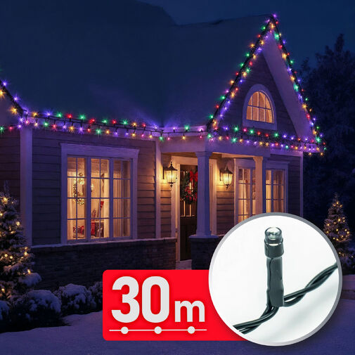 59769 • Svetelná reťaz – 30 m – farebná - 600 LED – 220–240 V – 6 W – zelený kábel