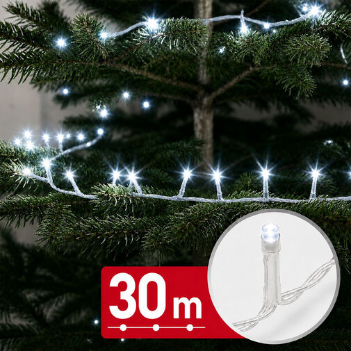 59769CT • Svetelná reťaz – 30 m – studená biela – 600 LED – 220–240 V – 6 W – priehľadný kábel