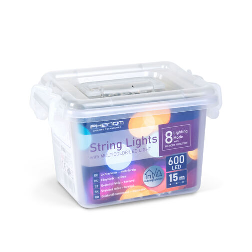 59770 • Svetelná reťaz – 15 m – 600 LED – 220–240 V – 6 W – priehľadný kábel