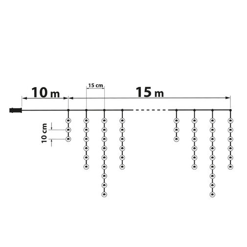 59770W • Svetelný záves – 15 m – teplá biela – 600 LED – 100–240 V – 6 W – priehľadný kábel