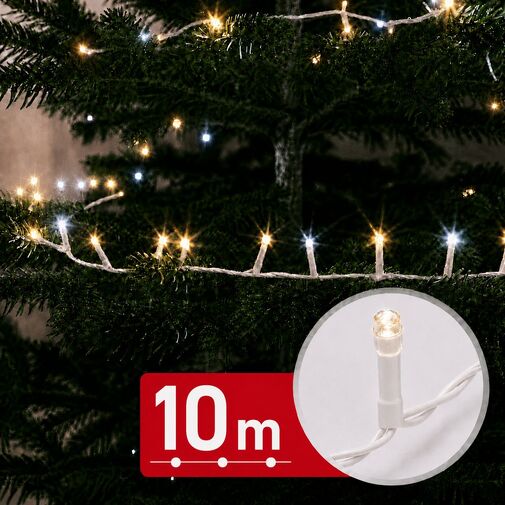 59774 • Svetelná reťaz - 10 m - 400 teplá biela & 100 studená biela LED - 100-240V - 6W - biely kábel