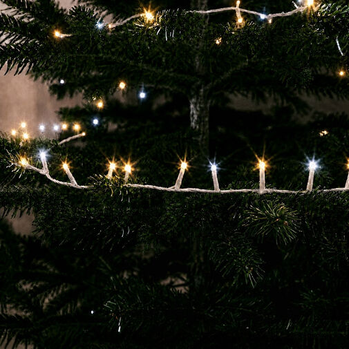 59774 • Svetelná reťaz - 10 m - 400 teplá biela & 100 studená biela LED - 100-240V - 6W - biely kábel
