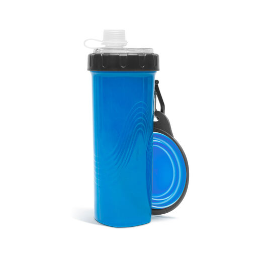 60034C • Skladacia miska s fľašou - modrá