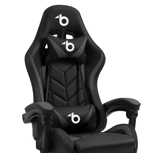 BMD1115BK • RGB LED gamer stolička s vankúšom, opierkou  - čierna