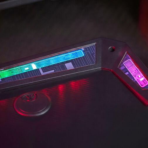 BMD1128BK • Herný stôl - 120 x 60 x 75 cm - RGB LED, USB, držiak na pohár, držiak na slúchadlá, karbónový-čierny