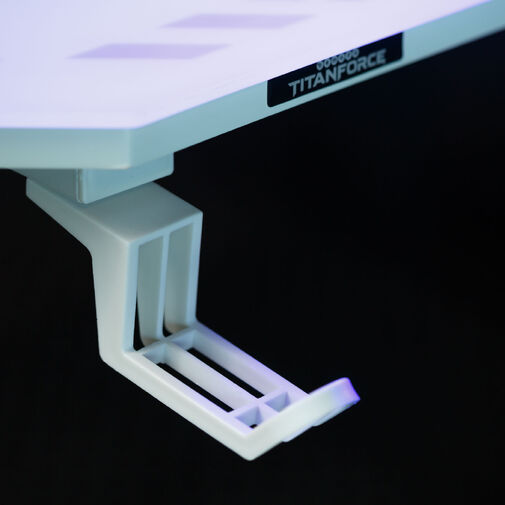 BMD1129WH • SK: Herný stôl - 120 x 60 x 75 cm - RGB LED, USB, držiak na nápoj, držiak na slúchadlá, 5 mm sklo