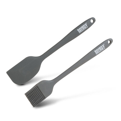 BS40126 • Baker's Secret – 2-dielna sada silikónového štetca a stierky – 21/22 cm – čierna