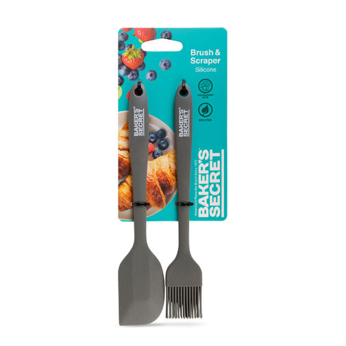 BS40126 • Baker's Secret – 2-dielna sada silikónového štetca a stierky – 21/22 cm – čierna