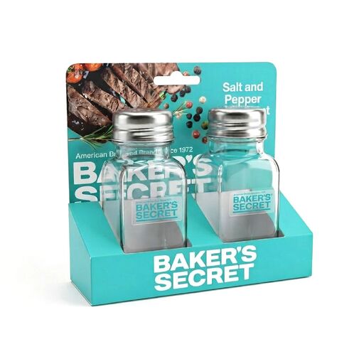 BS41224 • Baker's Secret súprava soľničky a koreničky – sklo – 10,3 cm – 2 ks / súprava