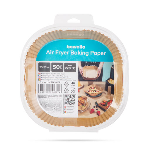 BW1020B • Air fryer papier na pečenie - do teplovzdušnej fritézy - štvorec - 23 cm - 50 ks / balenie