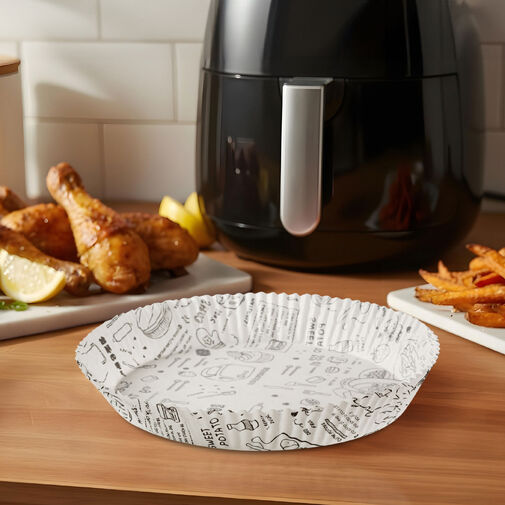 BW1033A • Papier na pečenie do Air fryer - pre varenie bez oleja - vzorovaný, kruh - 20 cm - 50 ks / balenie